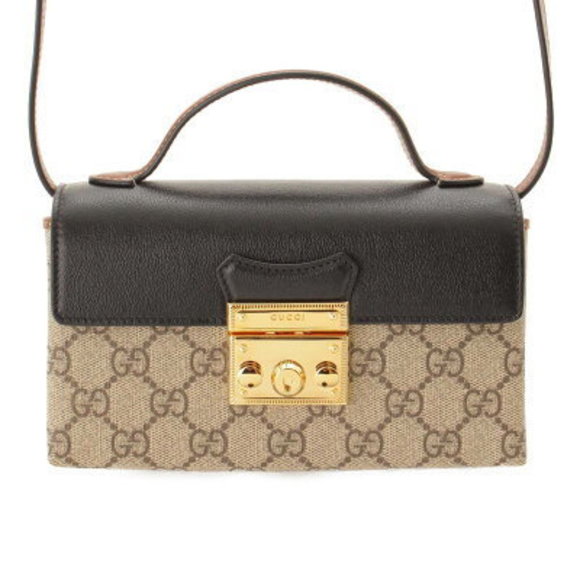 Gucci GG Supreme x Padlock Mini Shoulder Bag Beige Black - Picture 1 of 8
